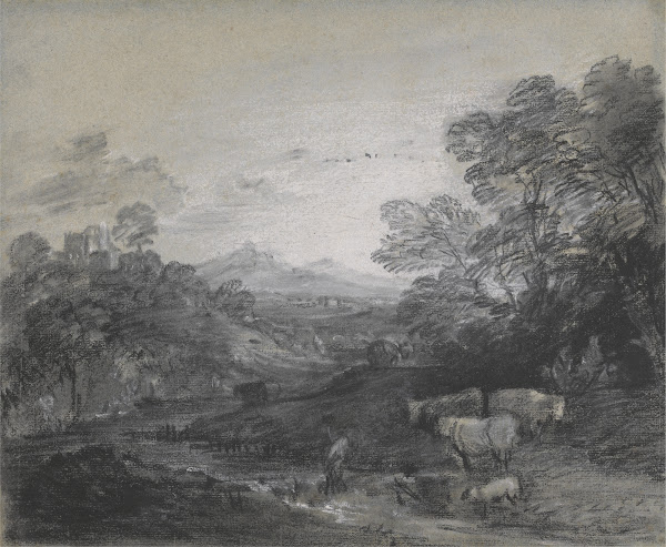 Wooded Landscape with Herdsmen and Cattle Buildings on a Hill and Rustic Lovers
