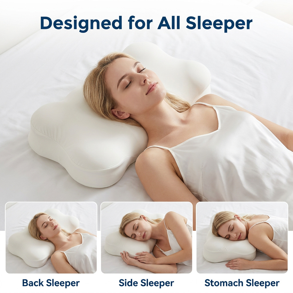 Cloud-shaped memory foam neck support pillow