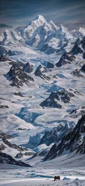 Muskox in Vast Snowy Mountain Wilderness - Free mobile Wallpaper