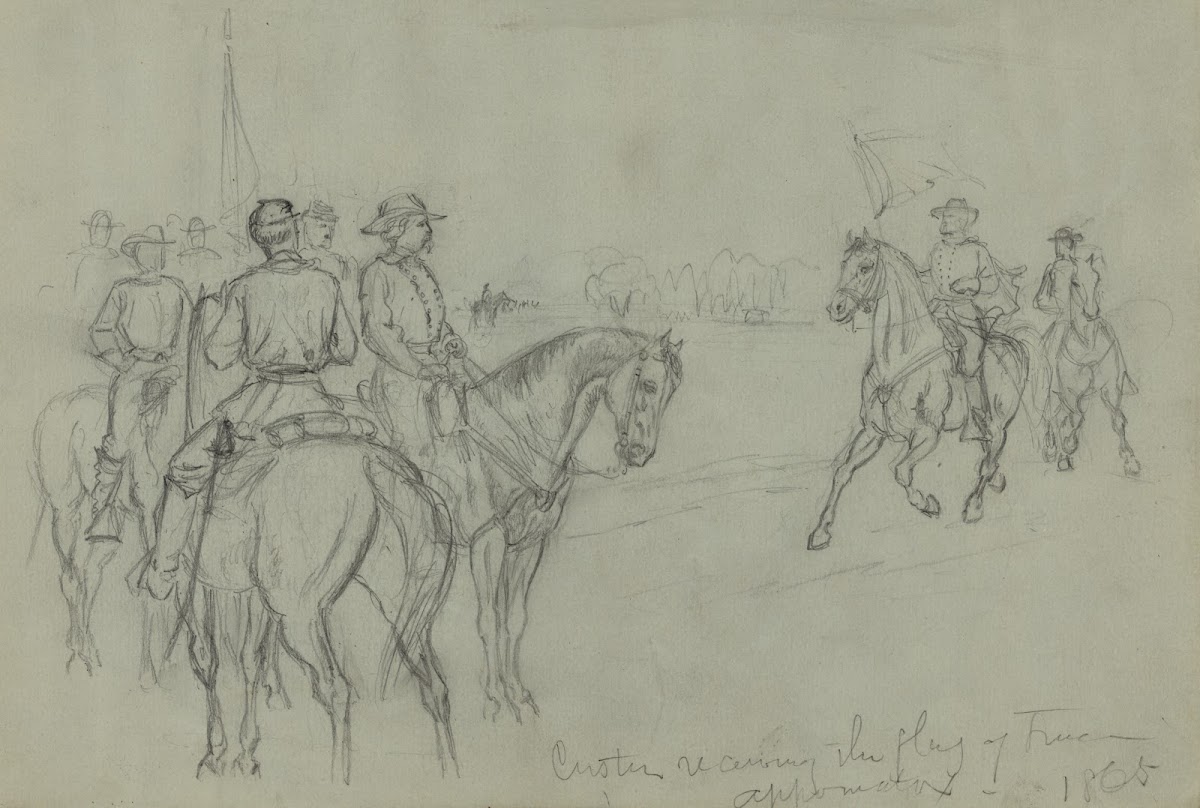 Custer receiving the flag of truce 1865