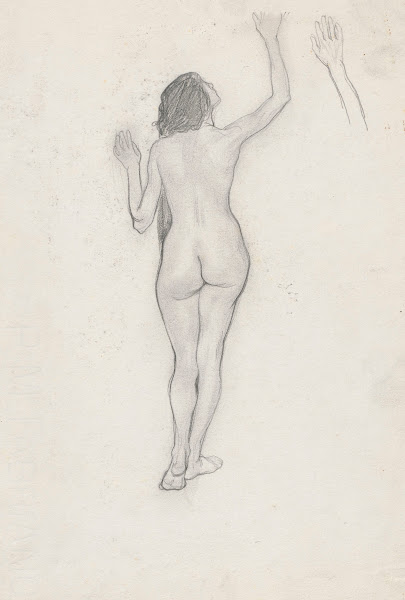 Nude woman turned back after 1900