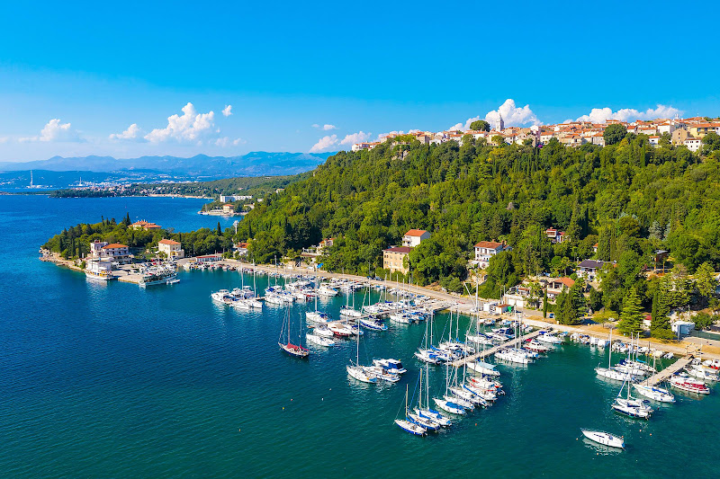 Arial view of the Omišalj city centre.
