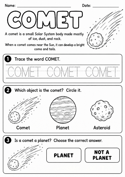 Comet Worksheet