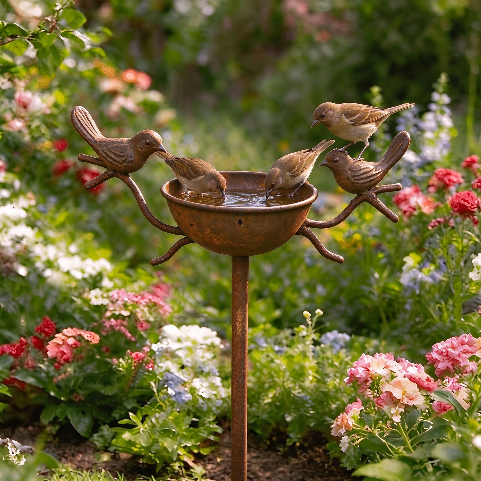 Rustic Birdbath Set made of Iron