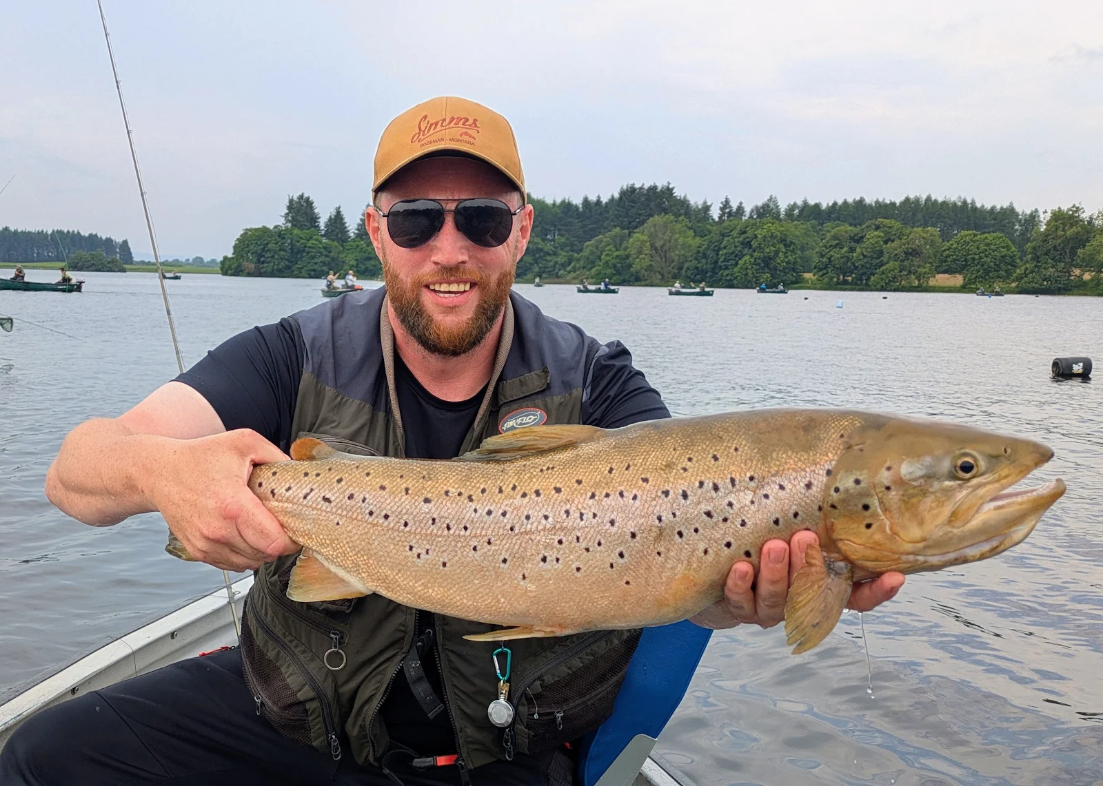 Craig Inglis with a Brown Trout caught at the Lake of Menteith Nationals semi final on a white boobie