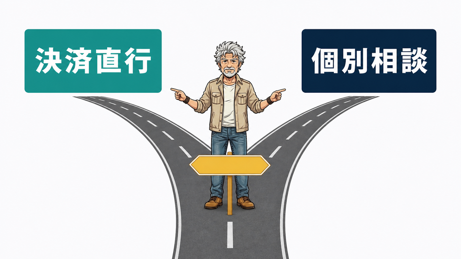 決済直行と個別相談の分岐：適合を誰がいつ判断するかで入口を分ける図