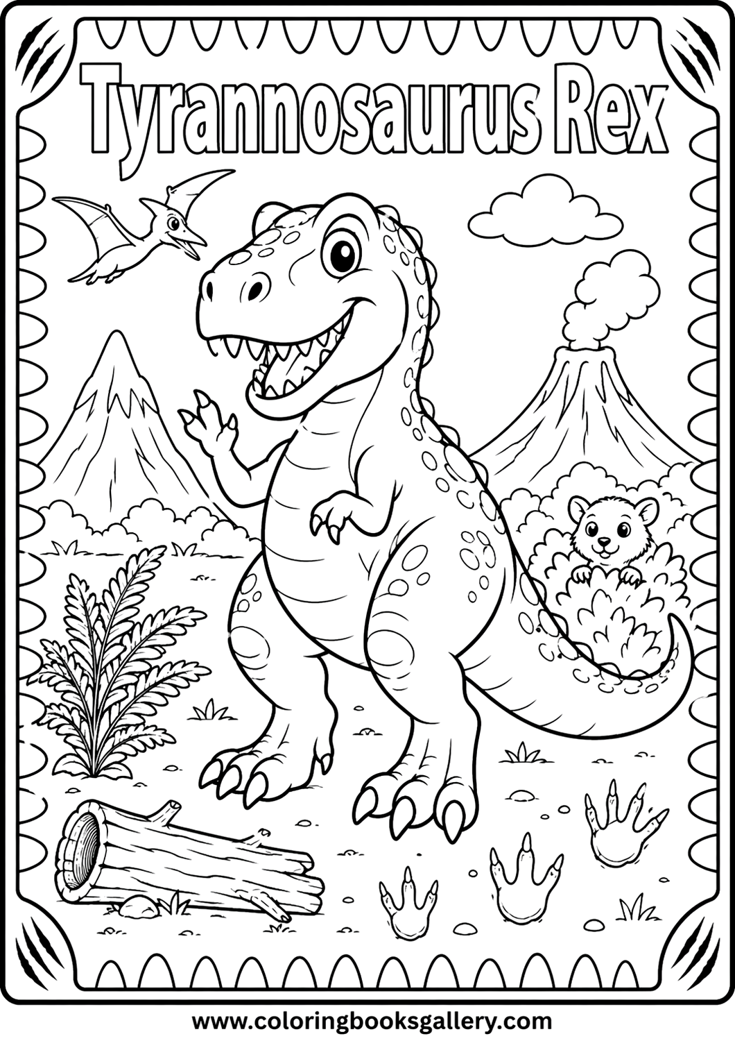 Awesome Tyrannosaurus Rex Coloring Sheet – Fun for All Ages – free coloring page for kids