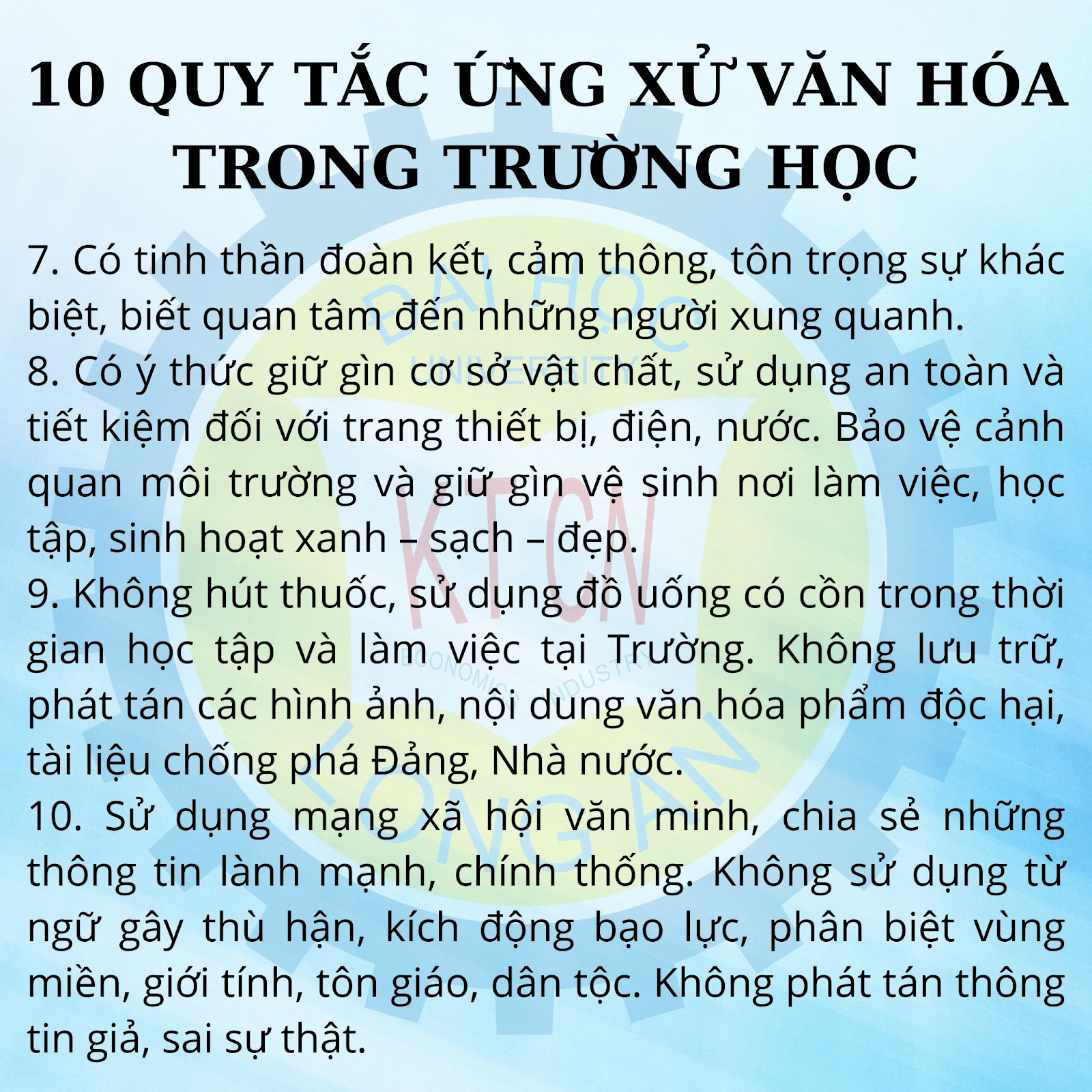Quy định văn hóa ứng xử trong trường học