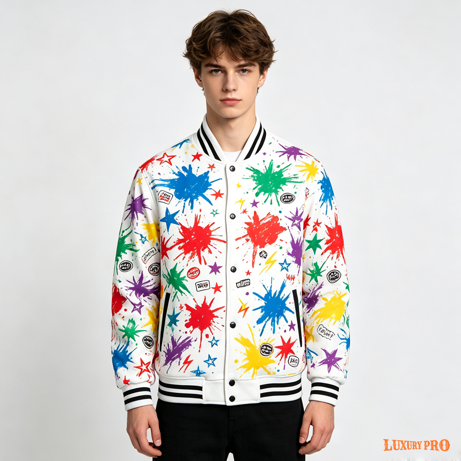 AOP Children's button baseball jacket