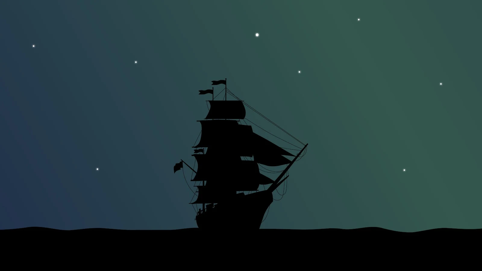 Artwork, Minimalism, Stars, Night, Pirate Ship 8K Desktop, iPhone Wallpaper Background