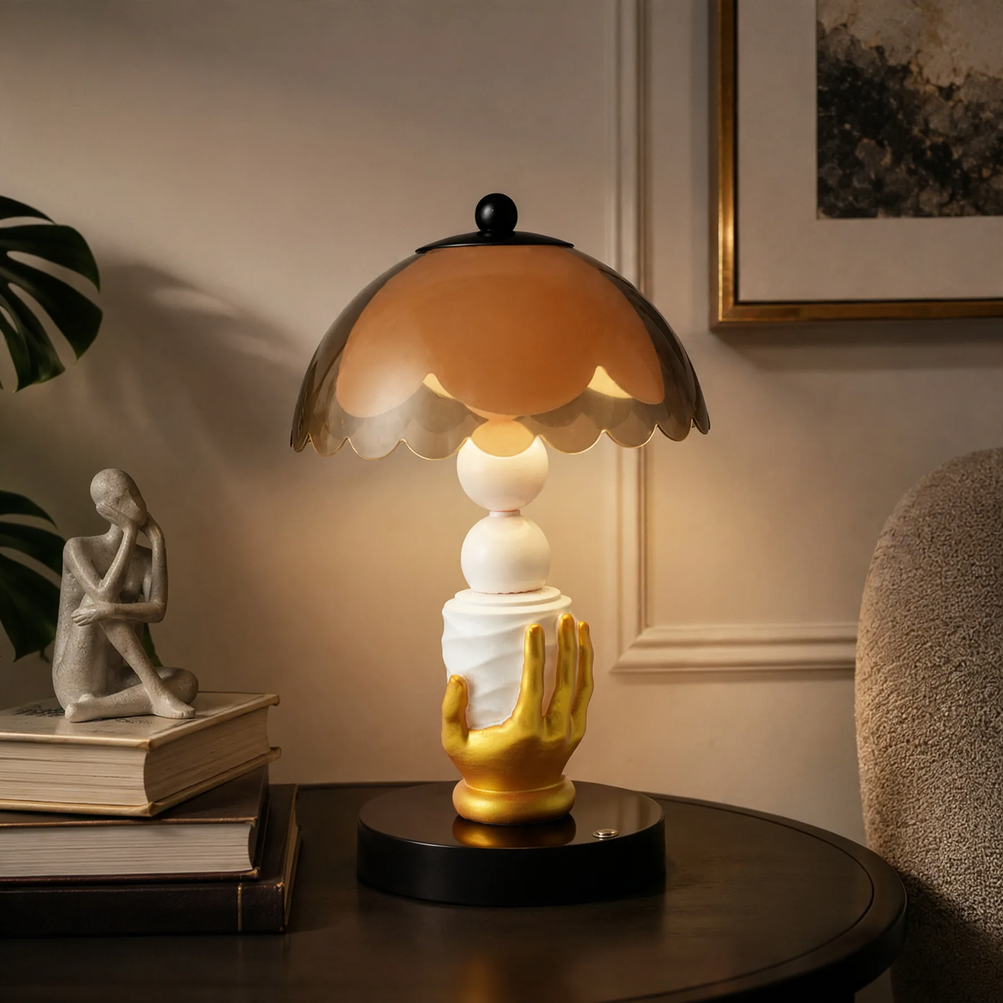 Vergoldete Hand-Tischlampe aus ABS