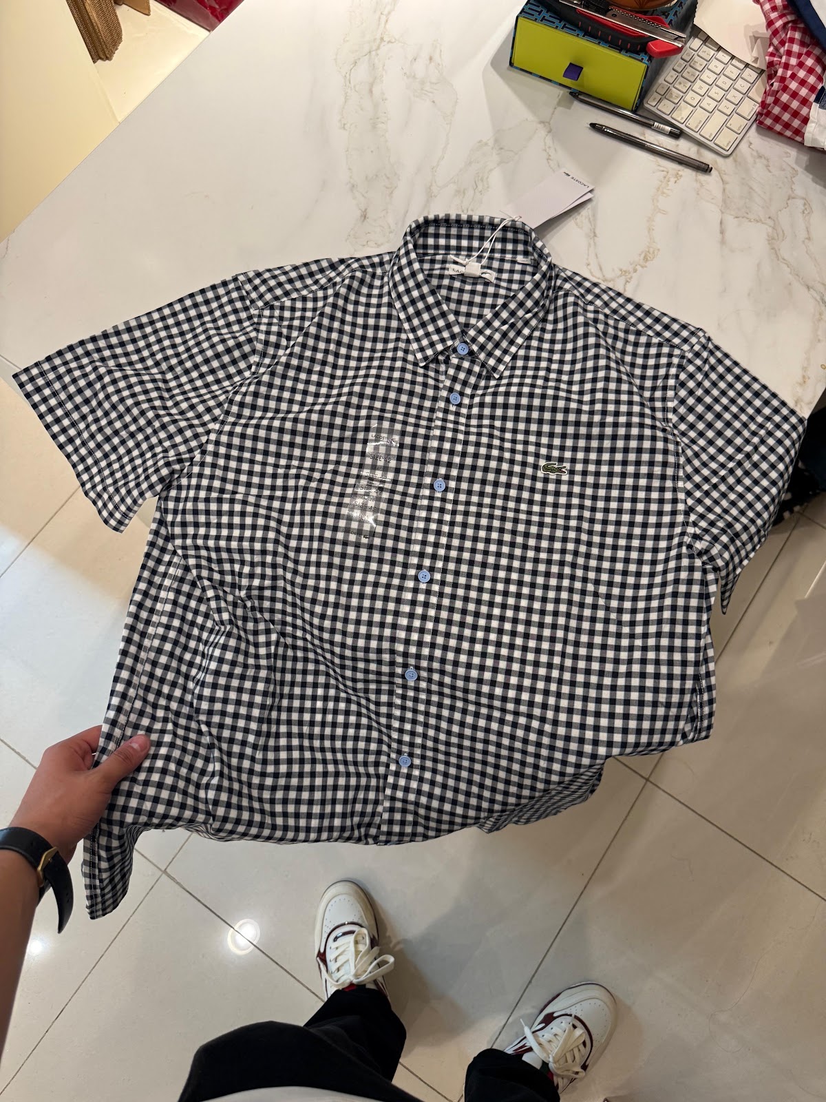 Camisa Lacoste Azul /Blanco