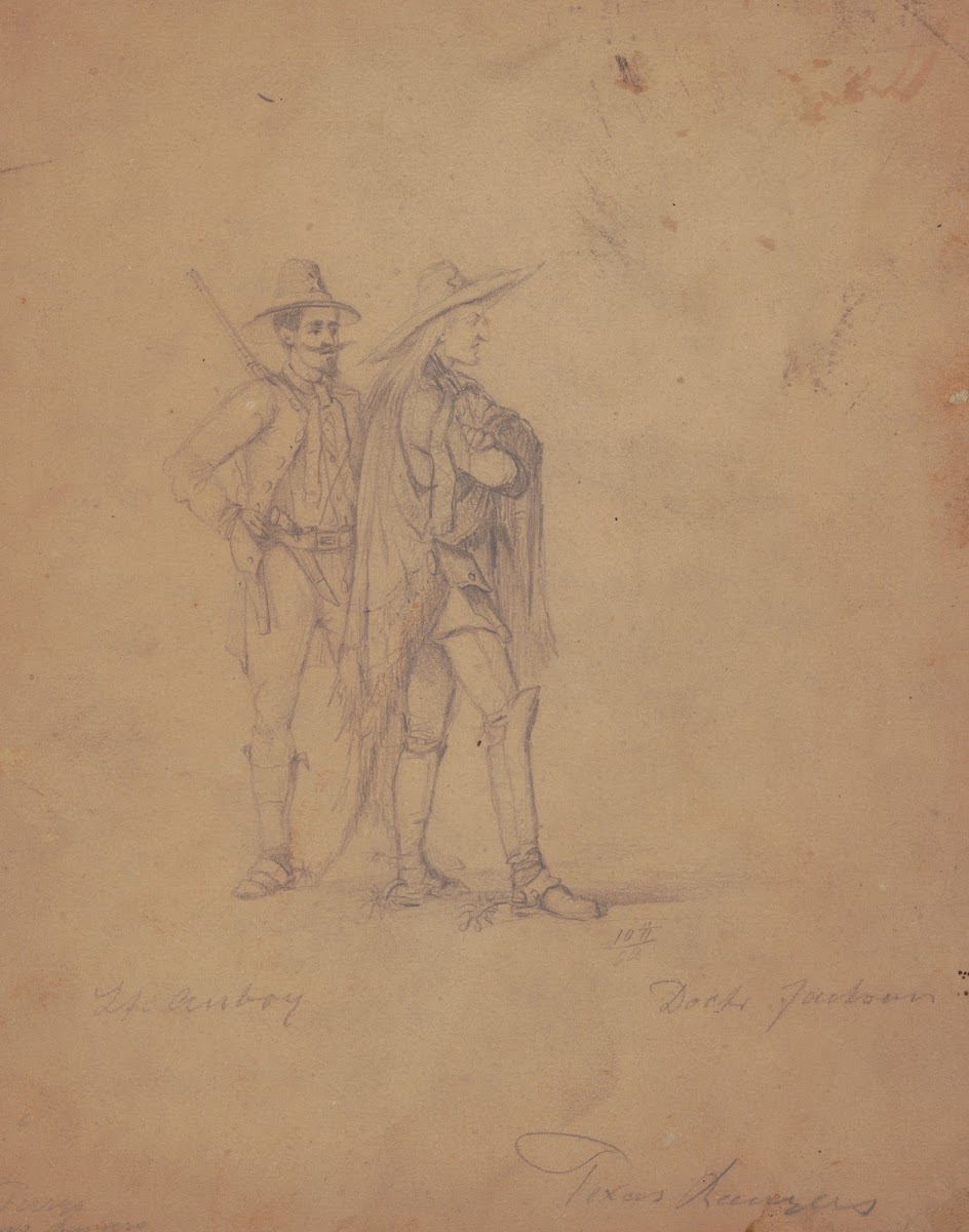 Portrait of two Texas Rangers standing facing right 1862