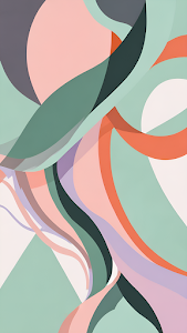 Mid Century Modern Abstract Flowing Shapes Color Block Art