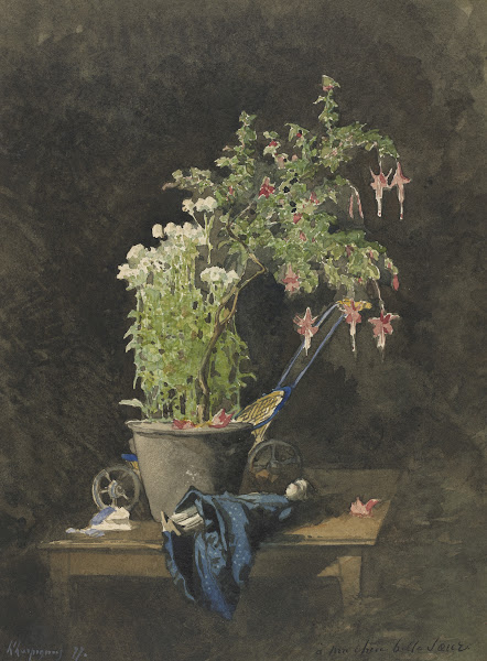 A Potted Fuchsia with Childrens Toys 1877