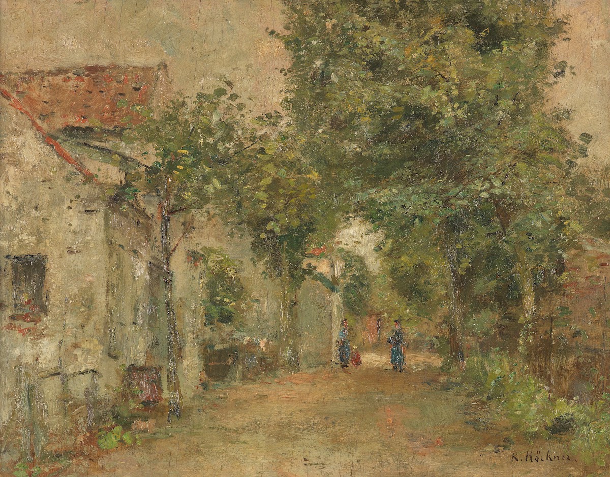 Frauen vor ländlichen Häusern 1920