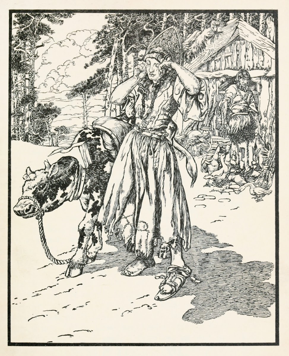 The girl drove the heifer out to graze 1916