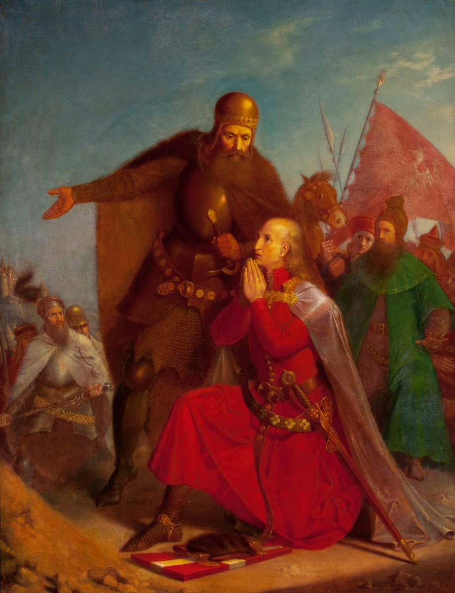 Władysław Jagiełło and Vytautas praying before the battle of Grunwald 1855