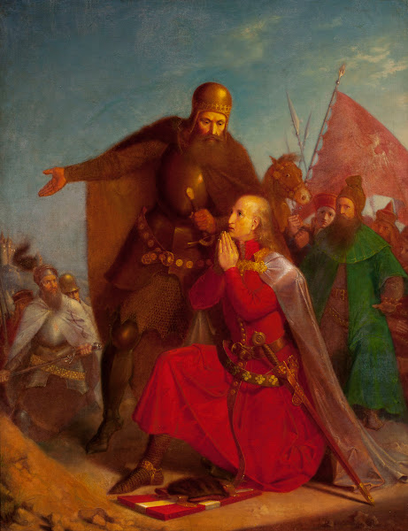 Władysław Jagiełło and Vytautas praying before the battle of Grunwald 1855