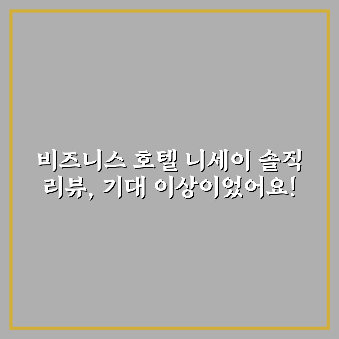 비즈니스 호텔 니세이 솔직 리뷰, 기대 이상이었어요!
