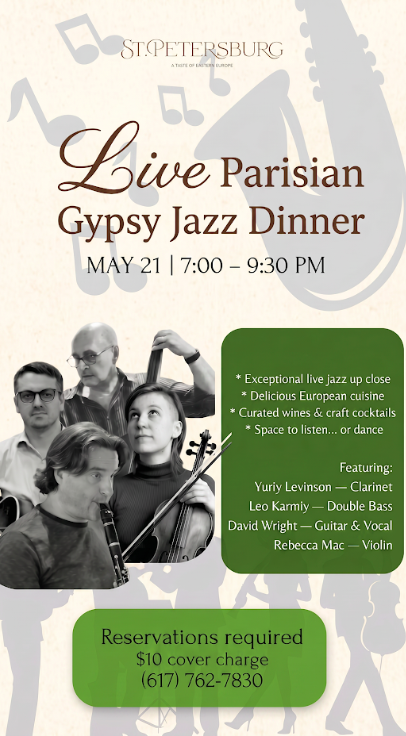 Live Parisian Gypsy Jazz Dinner at Cafe St. Petersburg
