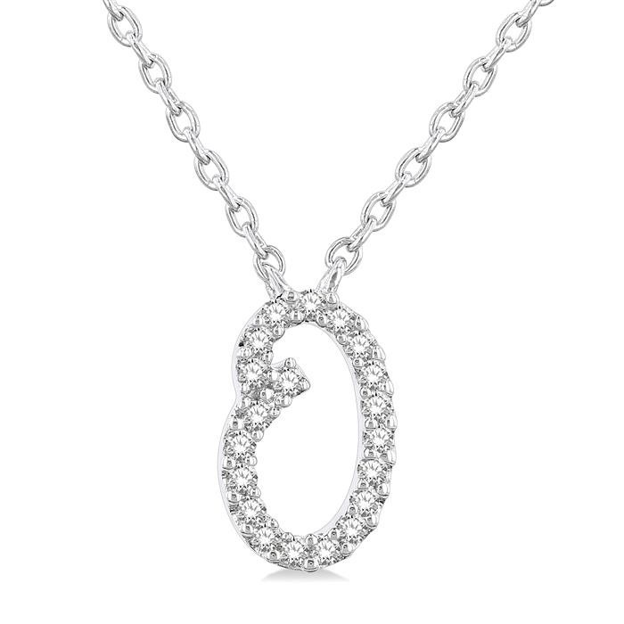 Script 'O' Initial Diamond Pendant