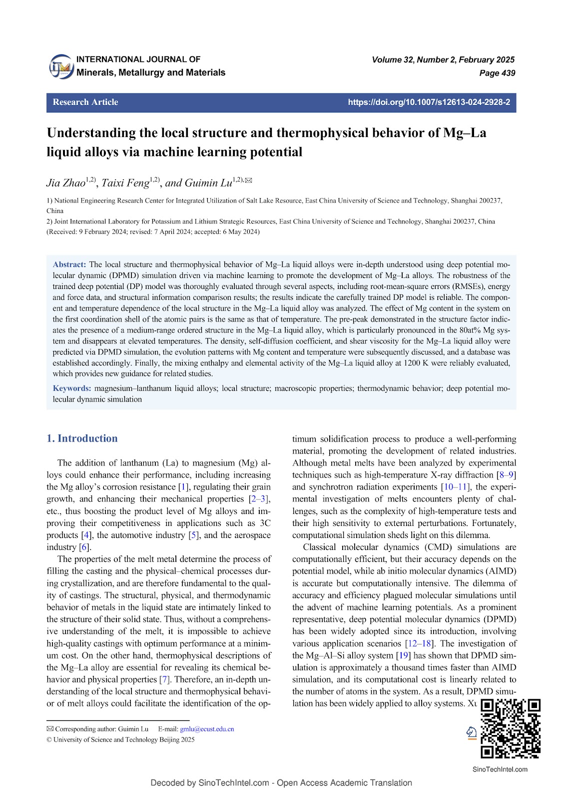 Understanding the local structure and thermophysical behavior of Mg–La liquid alloys via machine learning potential