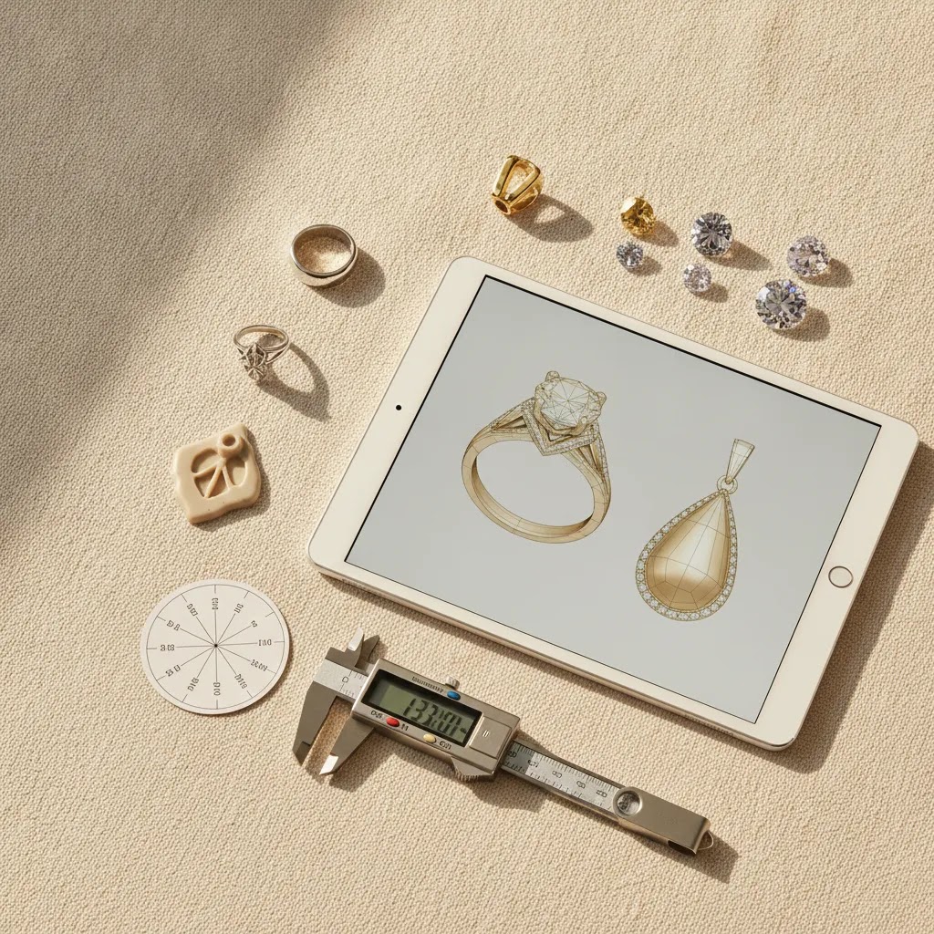 Royi Sals 3D sampling workflow showcasing B2B jewelry sample evaluation, CAD deliverables, and 3D jewelry rendering