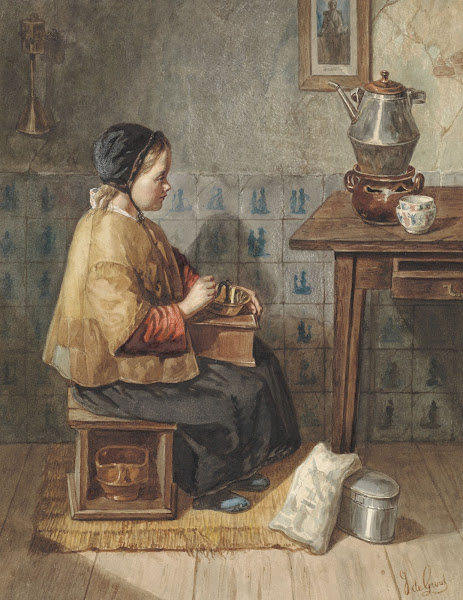 Meisje zittend op een stoof 1838   1899