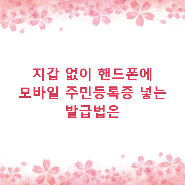 지갑 없이 핸드폰에 모바일 주민등록증 넣는 발급법은