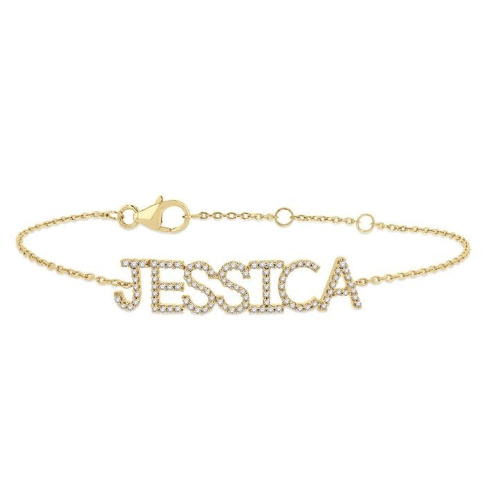 Block 'JESSICA' Diamond Name Chain Bracelet