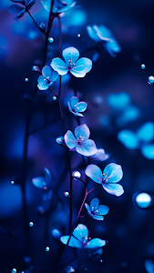 Glowing Blue Flowers in Ethereal Dark Background