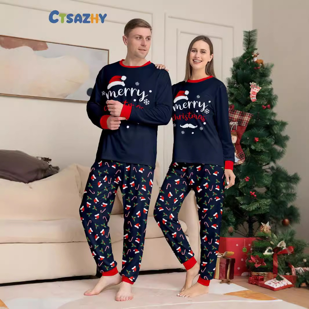 Christmas Family Pajamas, Set with Christmas Motifs