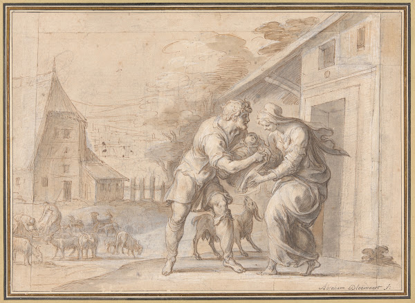 The Goatherd Lamon Handing the Infant Daphnis to His Wife Myrtele after 1606