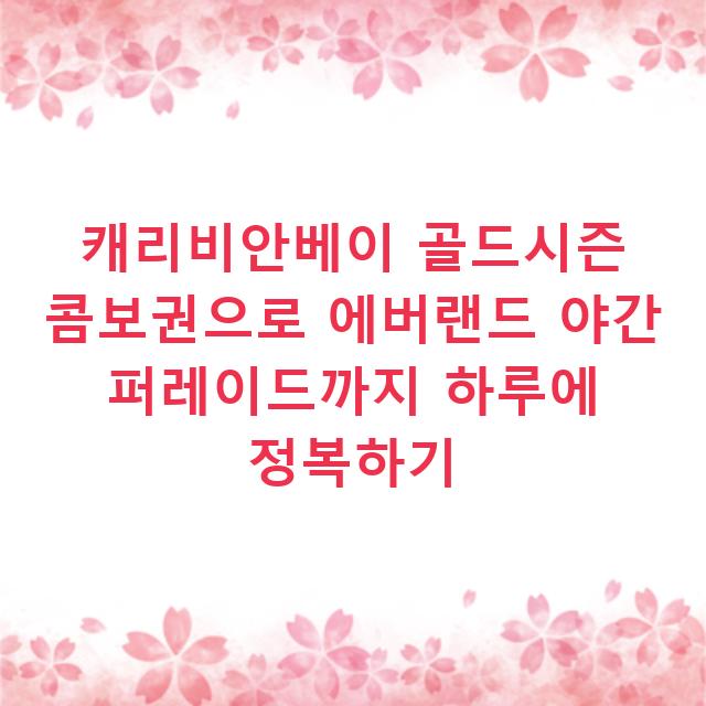 캐리비안베이 골드시즌 콤보권으로 에버랜드 야간 퍼레이드까지 하루에 정복하기