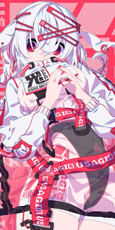 Girl Red Eyes Digital Art 4K Phone Wallpaper