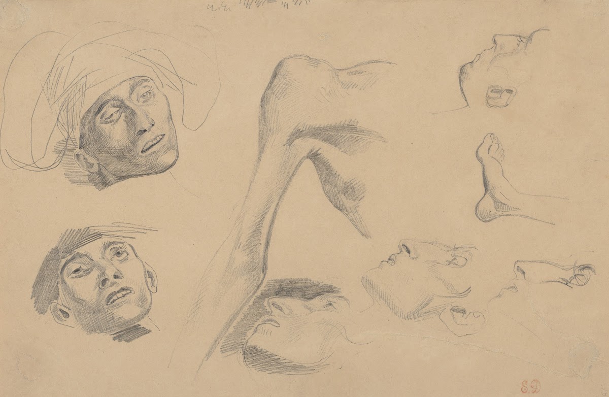 Head Shoulder and Foot Studies for Scenes from the Chios Massacres 1823