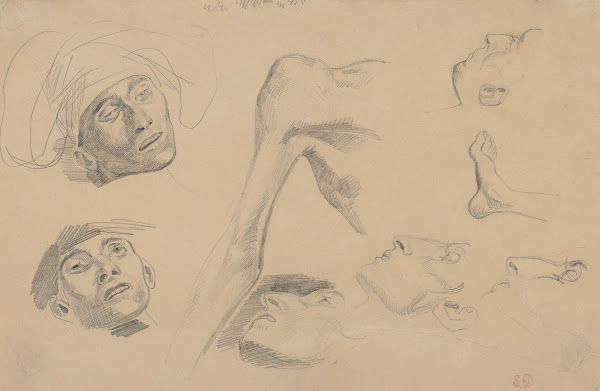 Head Shoulder and Foot Studies for Scenes from the Chios Massacres 1823