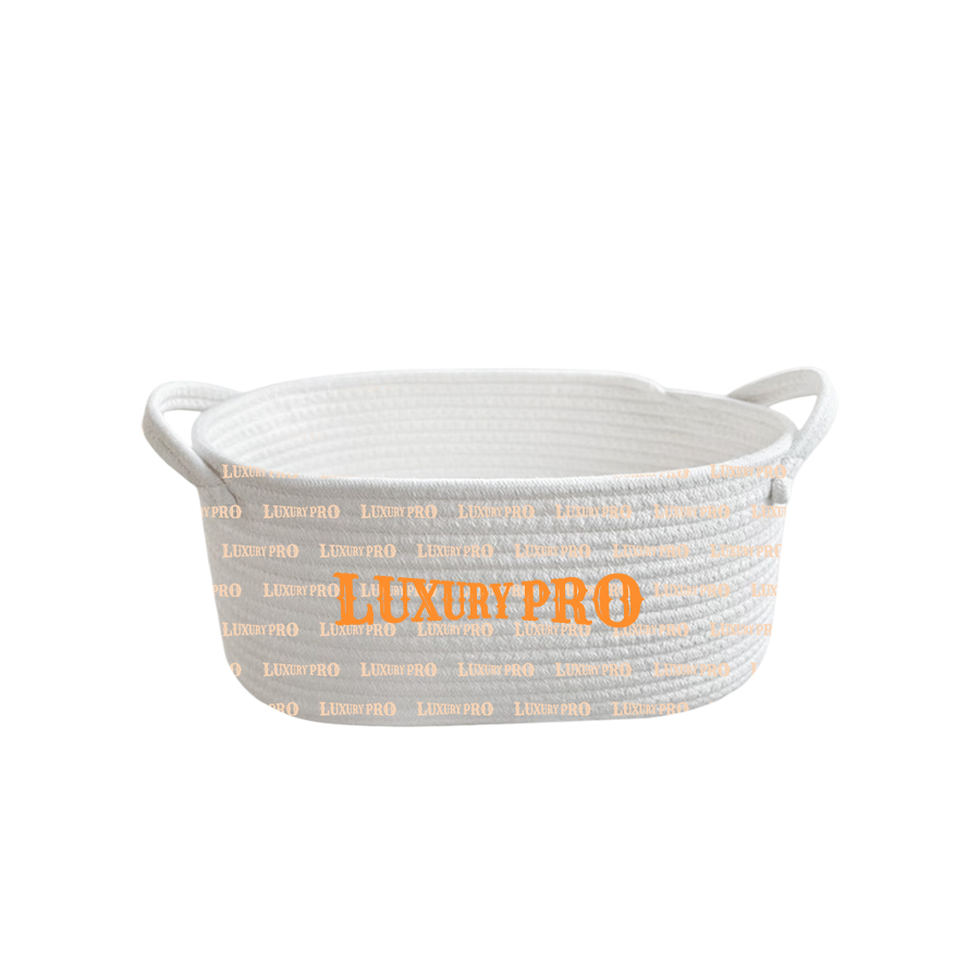 Cotton Rope Short Handle Storage Basket