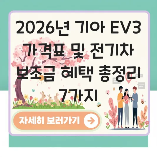기아 ev3 가격표 및 전기차 보조금 적용 혜택 대표 이미지