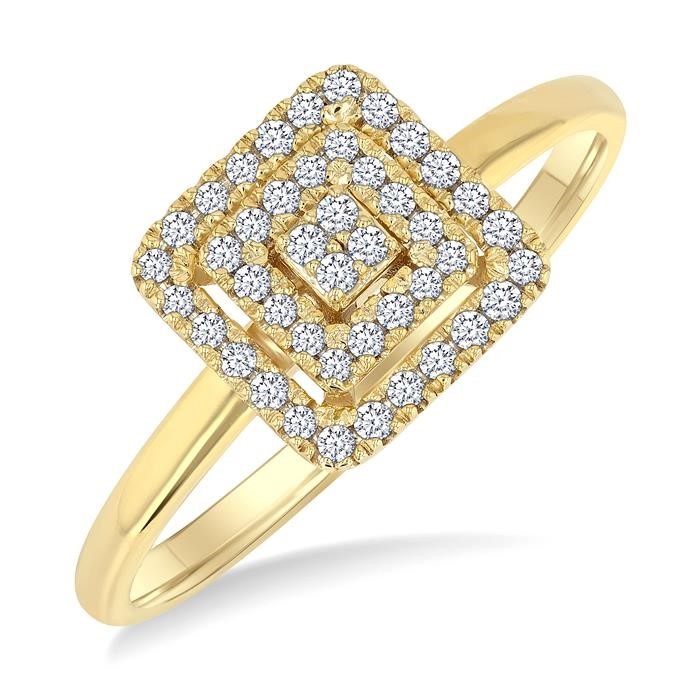 Princess Shape Petite Halo Diamond Fashion Ring