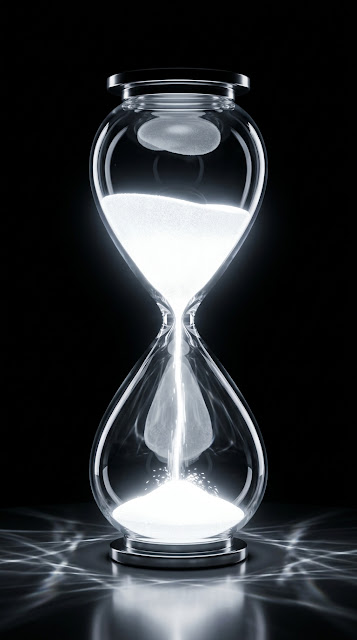 Minimalist Digital Hourglass with Glowing Sand Particles - Free mobile Wallpaper