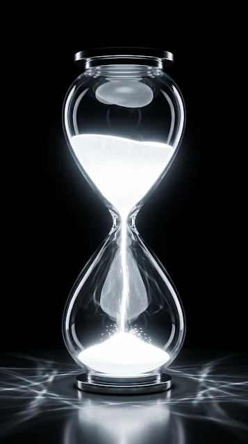 Minimalist Digital Hourglass with Glowing Sand Particles
