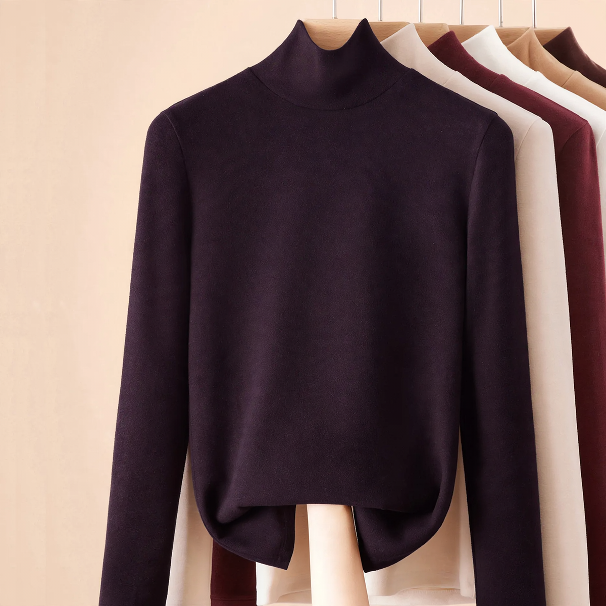 Women’s Long Sleeve Thermal Shirt with Stand-Up Collar