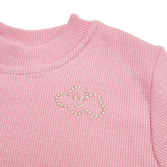 Пижама для девочки Twins Ego Organic с рюшкой (лонгслив, штаны) 80р пудровый