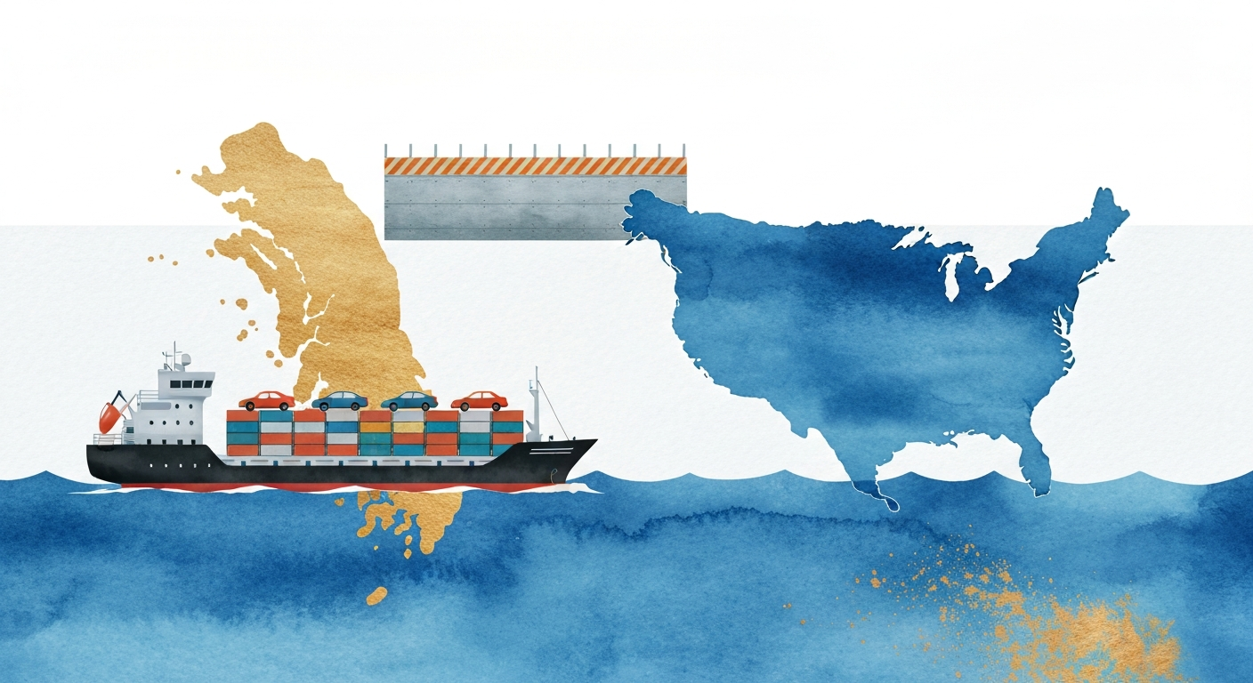 한국 대미 수출에 미치는 관세 영향 일러스트