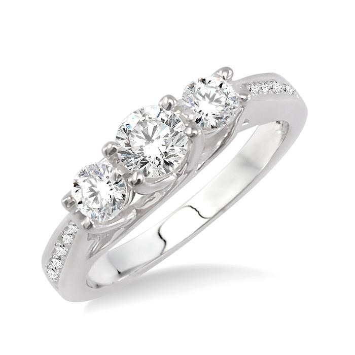 Round Shape Past Present & Future Diamond Engagement Ring