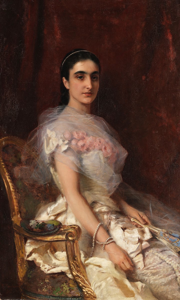 Portrait of an Elegant Lady with a Fan 1883