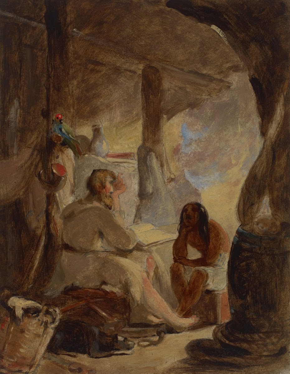 Robinson Crusoe and Friday in the Cave