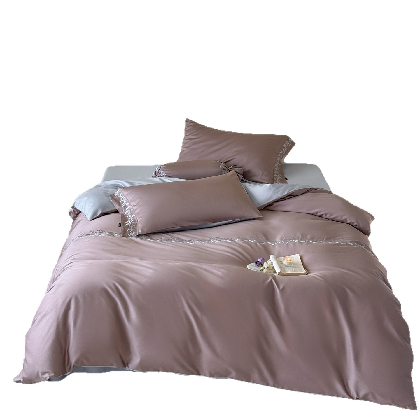 100s Long-Staple Cotton Bedding Set with Embroidery and Lace